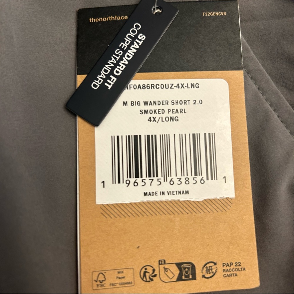 The North Face Mens Big Wander Short 2.0, 4X, LNG, Smoked Pearl New - Picture 3 of 11